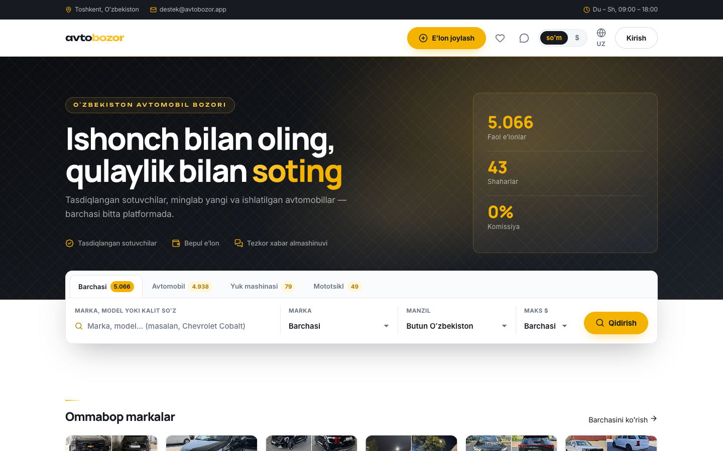 AvtoBozor — avtobozor.app ana sayfası