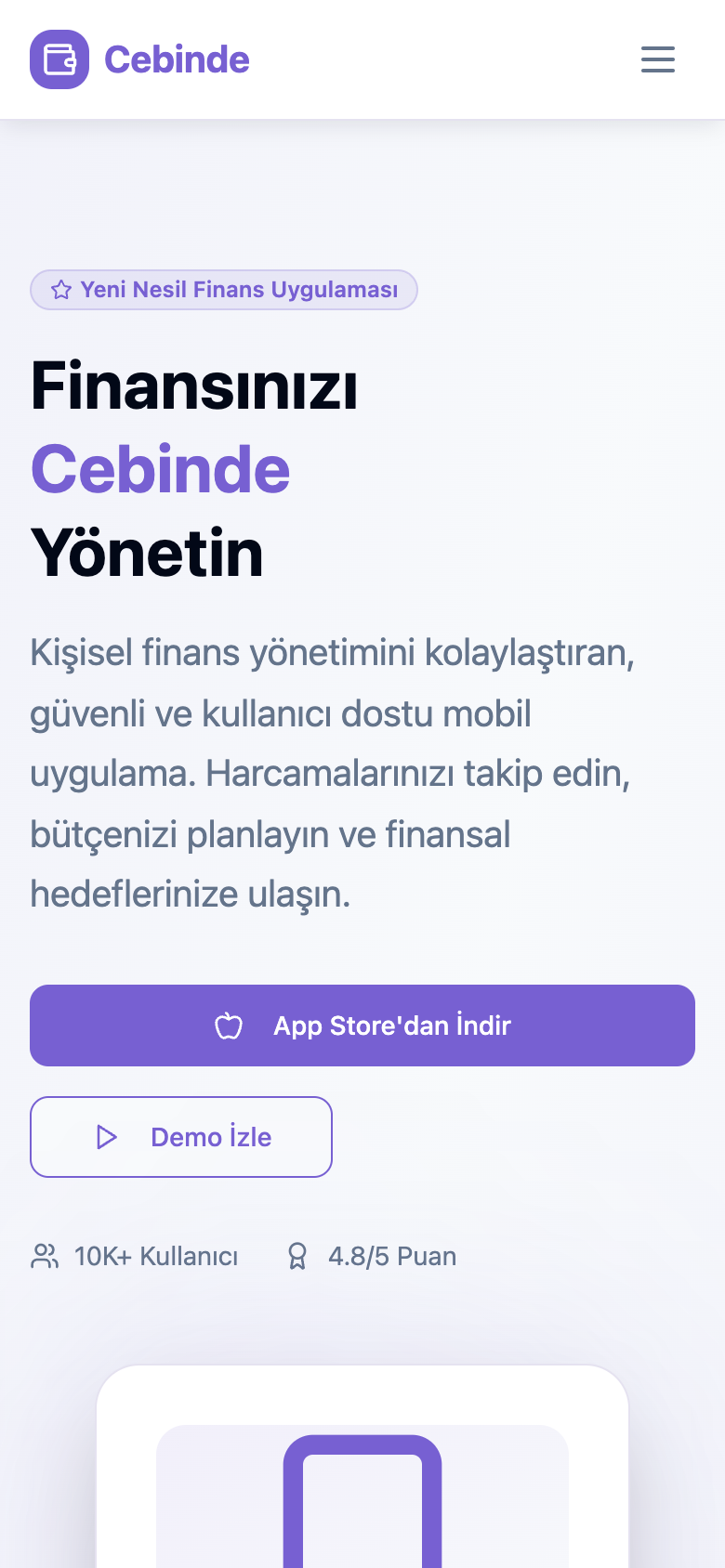 Cebinde — ekran 1