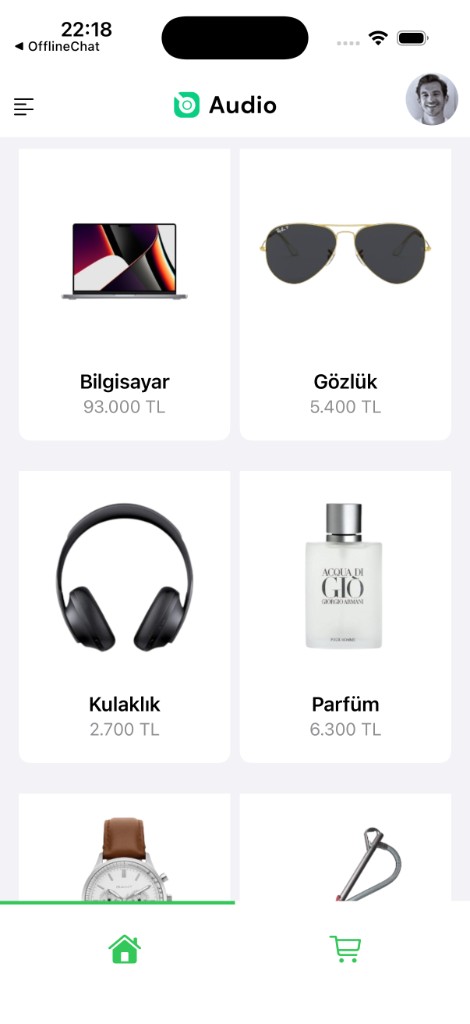 Audio — E-Ticaret (iOS) — ekran 1