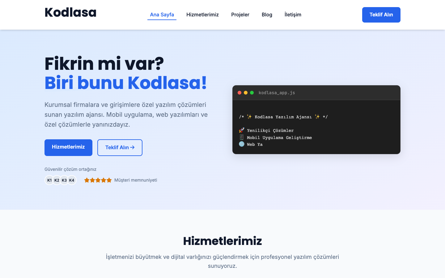 Kodlasa — kodlasa.com ana sayfası