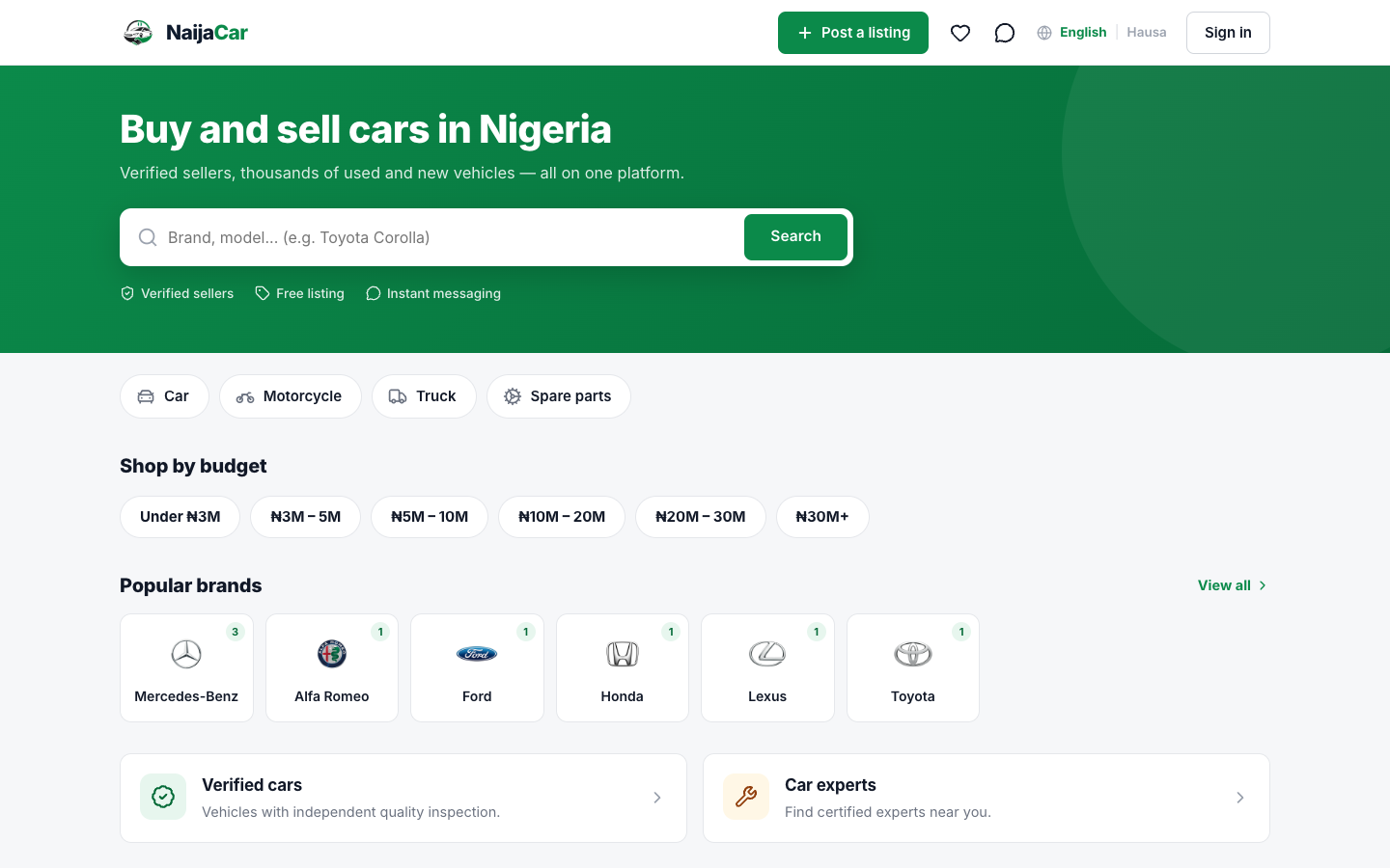 NaijaCar — naijacar.ng ana sayfası