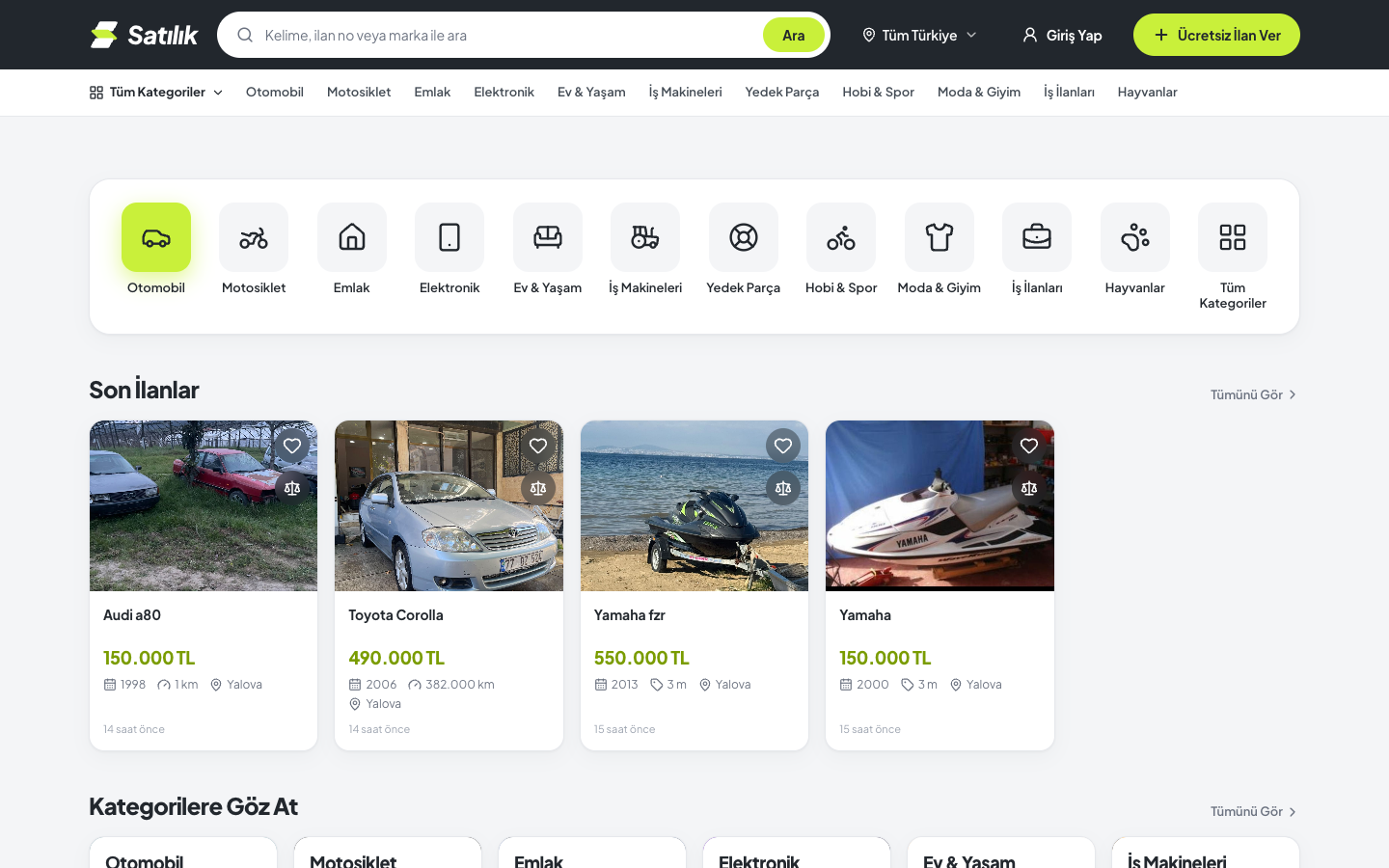 Satılık — satilikapp.com ana sayfası